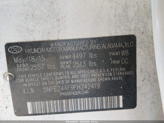 2015 HYUNDAI SONATA 5NPE24AF9FH242419 Photo 8