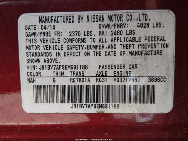 JN1BV7AP9EM691188 Infiniti Q50 SPORT