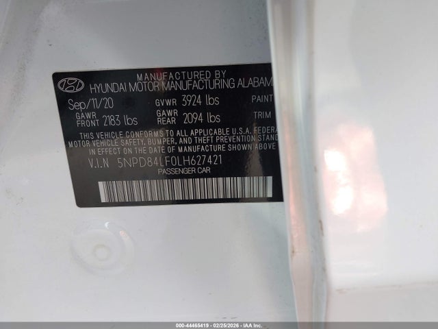 5NPD84LF0LH627421 Hyundai ELANTRA SEL