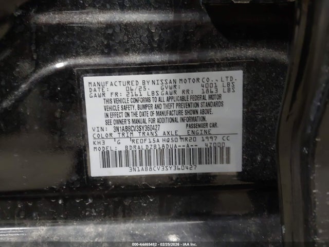 3N1AB8CV3SY360427 Nissan SENTRA SV
