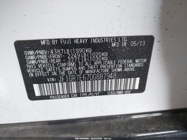 2013 SUBARU IMPREZA WRX JF1GR7E67DG887948 Photo 8