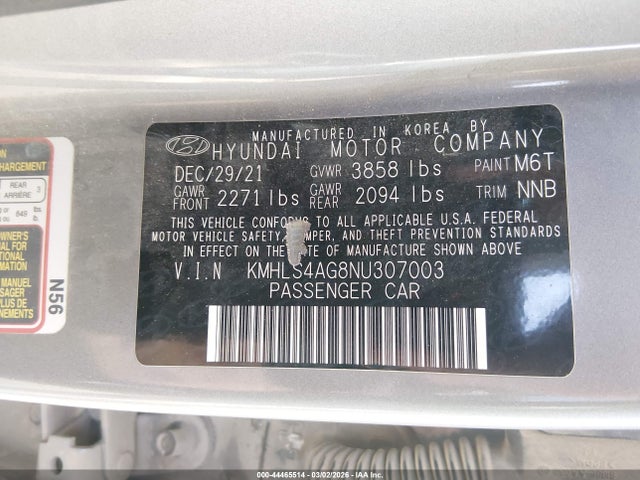 KMHLS4AG8NU307003 Hyundai ELANTRA SEL