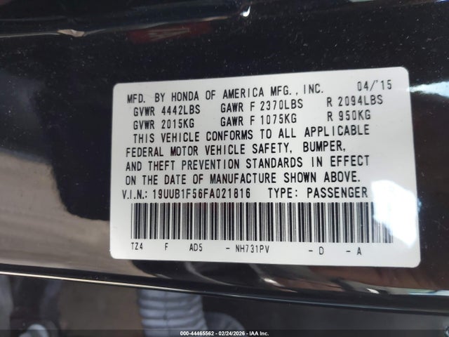19UUB1F56FA021816 Acura TLX TECH