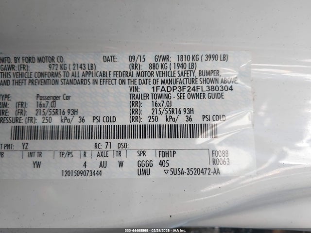 Ford FOCUS SE 2015 1FADP3F24FL380304 Image 9