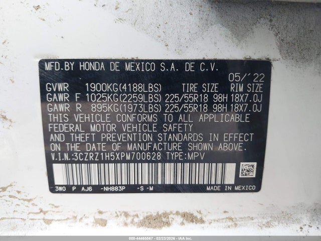 Aukcja sprzedaży 2023 Honda Hr-v 2wd Sport, vin: 3CZRZ1H5XPM700628, numer aukcji: 44465567