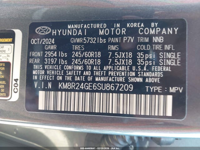 KM8R24GE6SU867209 Hyundai Palisade Sel