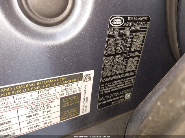 2020 LAND ROVER RANGE ROVER VELAR SALYK2EX9LA295539 Photo 8