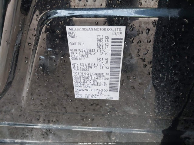 Nissan Pathfinder S 2wd 2020 5N1DR2AN3LC579397 Image 9