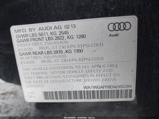 2013 AUDI Q5 WA1WGAFP8DA065284 Photo 8