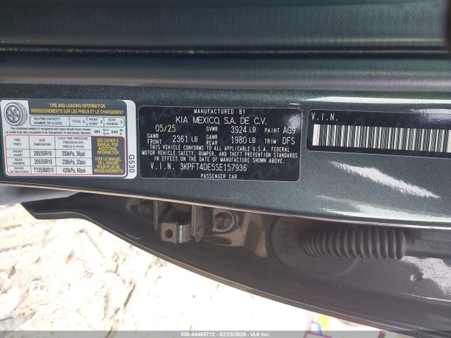 44465712 :رقم المزاد ، 3KPFT4DE5SE157936 vin ، 2025 Kia K4 Lx مزاد بيع