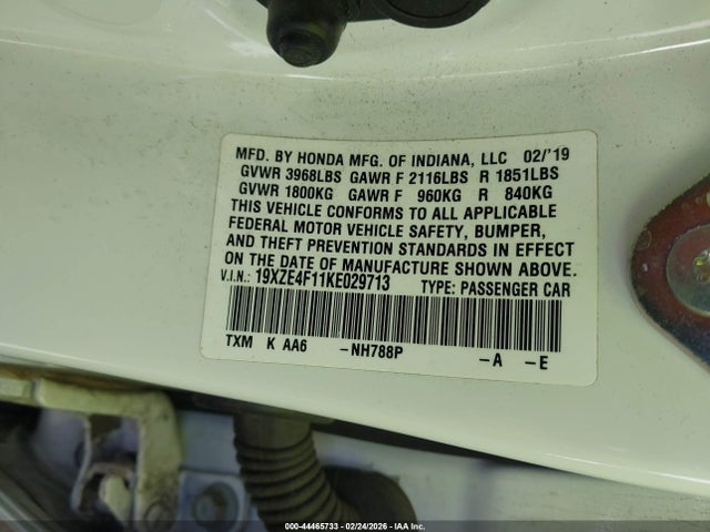 19XZE4F11KE029713 Honda Insight Lx