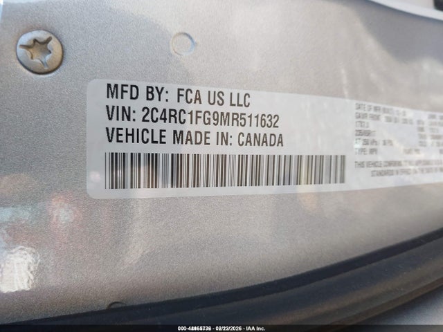 44465736 :رقم المزاد ، 2C4RC1FG9MR511632 vin ، 2021 Chrysler Pacifica Touring مزاد بيع