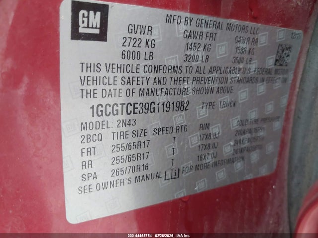 1GCGTCE39G1191982 Chevrolet Colorado Lt