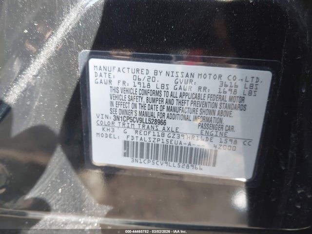 Продажа на аукционе авто 2020 Nissan Kicks Sv Xtronic Cvt, vin: 3N1CP5CV9LL528966, номер лота: 44465782