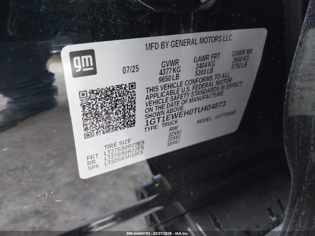 1GT1EWEH0TU404873 GMC Sierra Ev Standard Range Denali