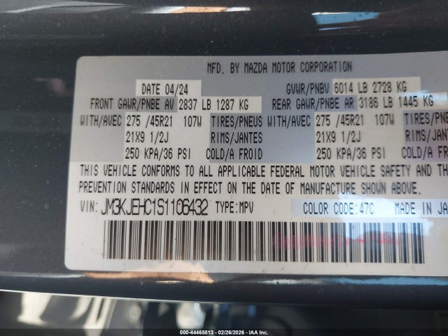 Продаж на аукціоні авто 2025 Mazda Cx-70 3.3 Turbo S Premium Plus, vin: JM3KJEHC1S1106432, номер лоту: 44465813