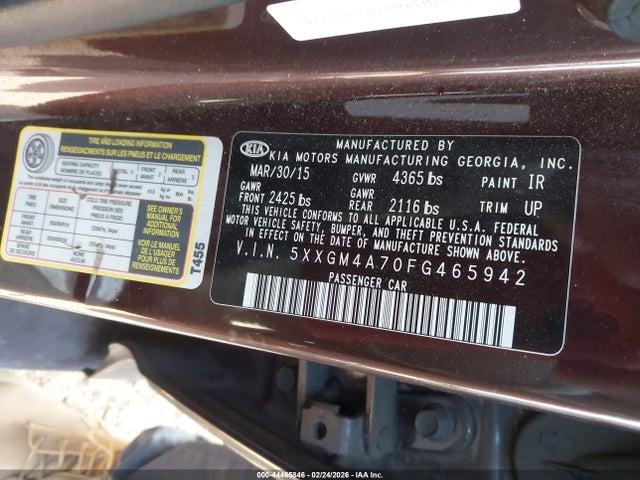 5XXGM4A70FG465942 KIA Optima Lx