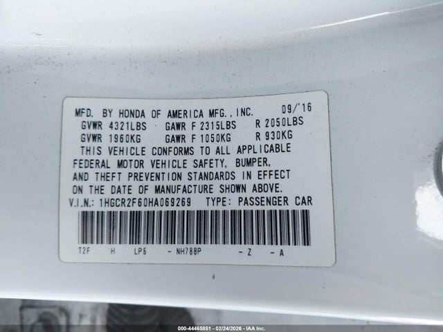 1HGCR2F60HA069269 Honda Accord Sport