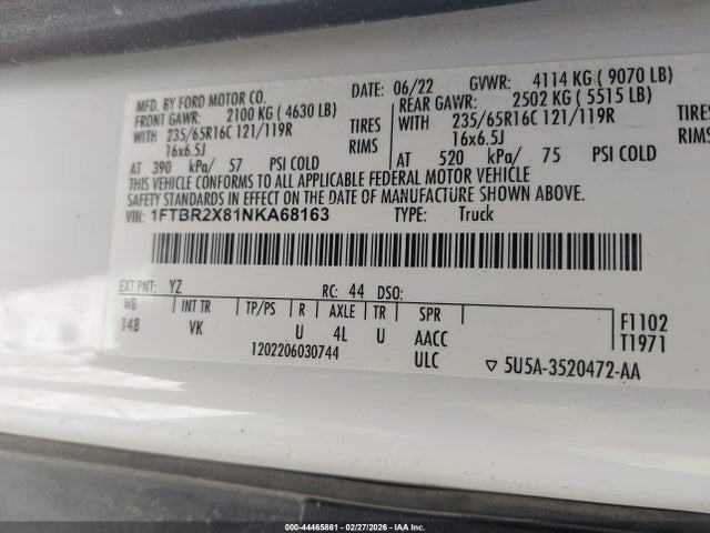 Ford Transit-250 2022 1FTBR2X81NKA68163 Image 9