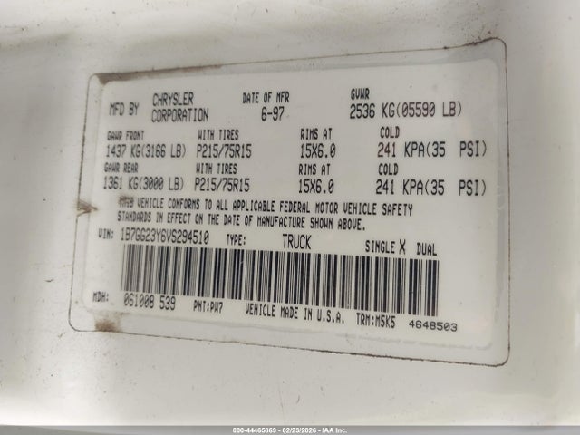 1997 DODGE DAKOTA 1B7GG23Y6VS294510 Photo 8