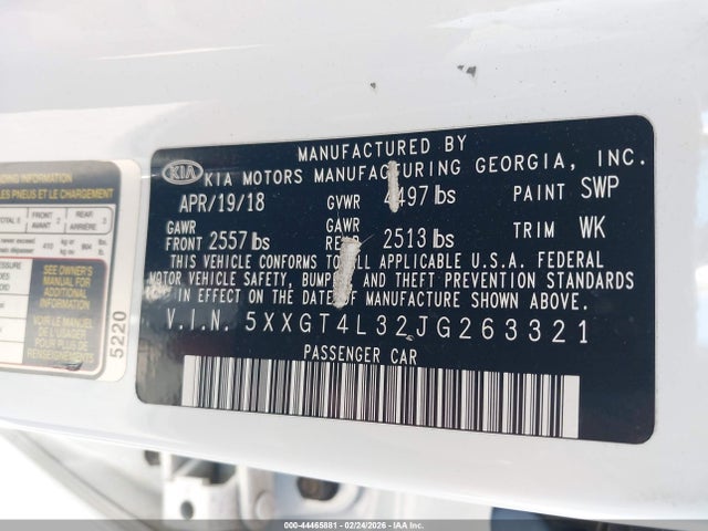 5XXGT4L32JG263321 KIA Optima Lx