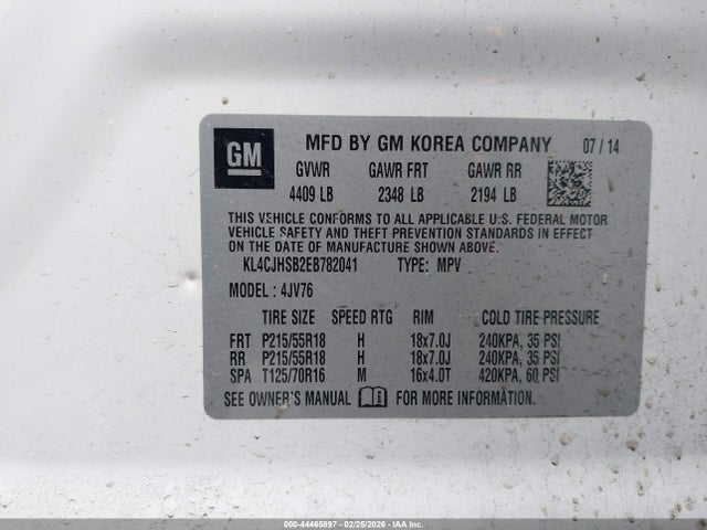 Продаж на аукціоні авто 2014 Buick Encore Premium, vin: KL4CJHSB2EB782041, номер лоту: 44465897