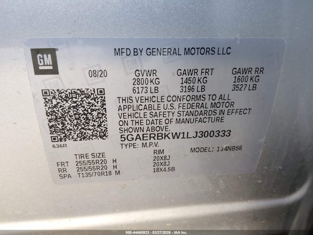 Aukcja sprzedaży 2020 Buick Enclave Essence, vin: 5GAERBKW1LJ300333, numer aukcji: 44465923