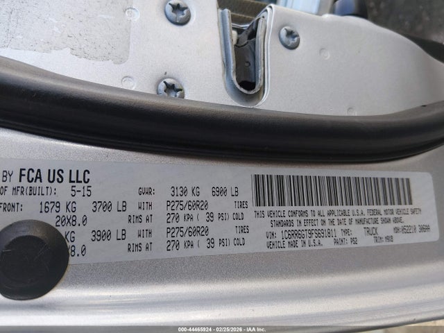 44465924 :رقم المزاد ، 1C6RR6GT9FS691811 vin ، 2015 Ram 1500 Big Horn مزاد بيع