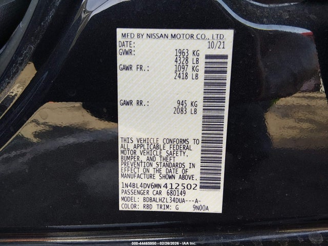 2021 NISSAN ALTIMA 1N4BL4DV6MN412502 Photo 8
