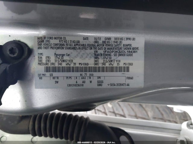 Aukcja sprzedaży 2013 Ford Focus Se, vin: 1FADP3K22DL184381, numer aukcji: 44466013