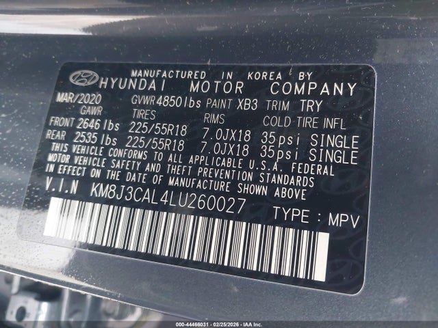 2020 HYUNDAI TUCSON KM8J3CAL4LU260027 Photo 8