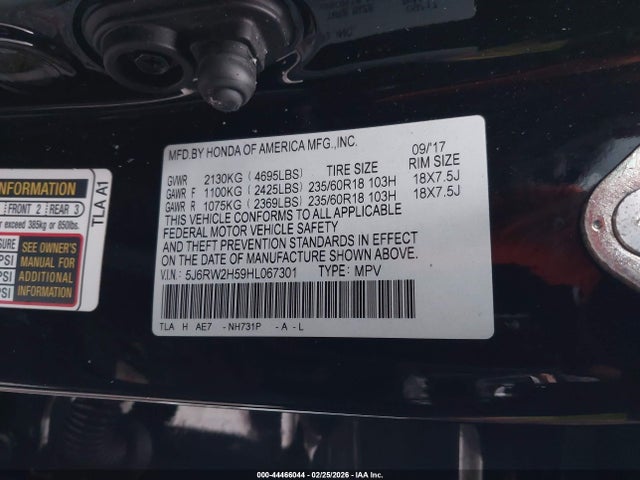 5J6RW2H59HL067301 Honda CR-V EX