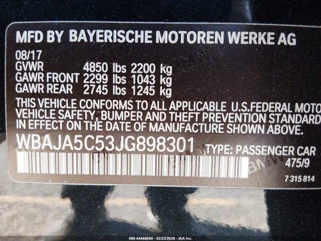 2018 BMW 530I WBAJA5C53JG898301 Photo 8