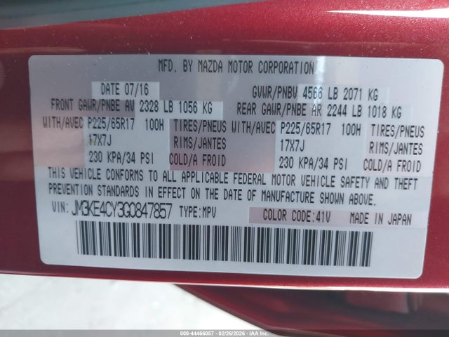 JM3KE4CY3G0847857 Mazda Cx-5 Touring