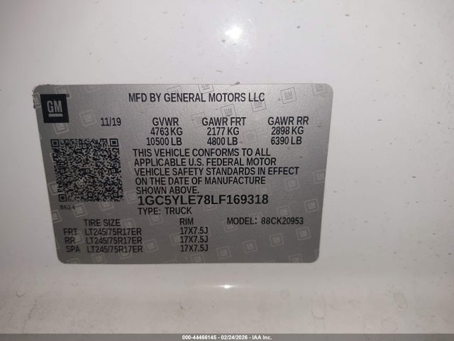 1GC5YLE78LF169318 Chevrolet Silverado 2500hd 4wd Long Bed Wt