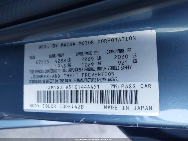 JM1GJ1V51G1444451 Mazda Mazda6 I Touring
