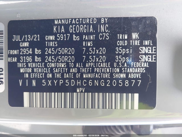 KIA Telluride Sx 2022 5XYP5DHC6NG205877 Image 9