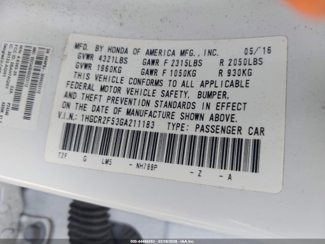 1HGCR2F53GA211183 Honda Accord Sport