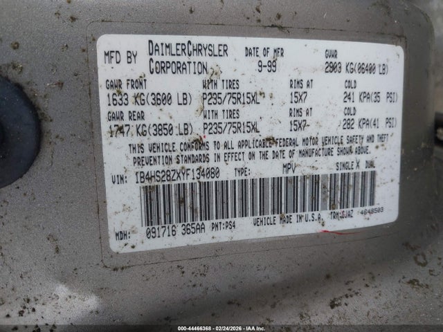 44466368 :رقم المزاد ، 1B4HS28ZXYF134080 vin ، 2000 Dodge Durango مزاد بيع