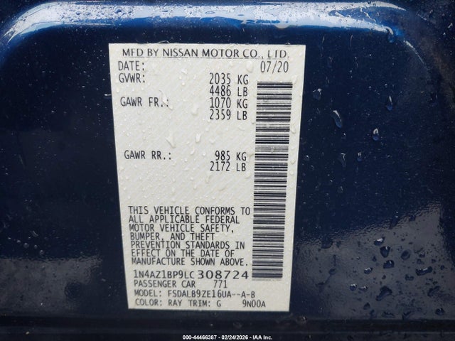 1N4AZ1BP9LC308724 Nissan Leaf S 40 Kwh