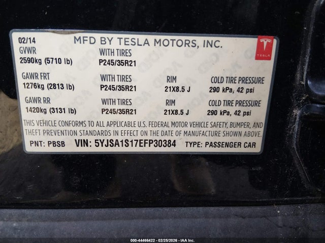 2014 TESLA MODEL S 5YJSA1S17EFP30384 Photo 8