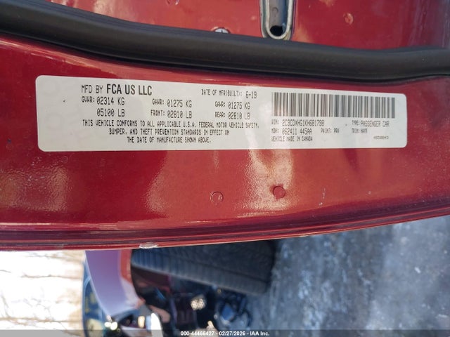 44466427 :رقم المزاد ، 2C3CDXHG1KH681798 vin ، 2019 Dodge Charger Gt Rwd مزاد بيع