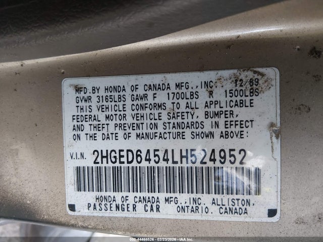 1990 HONDA CIVIC 2HGED6454LH524952 Photo 8
