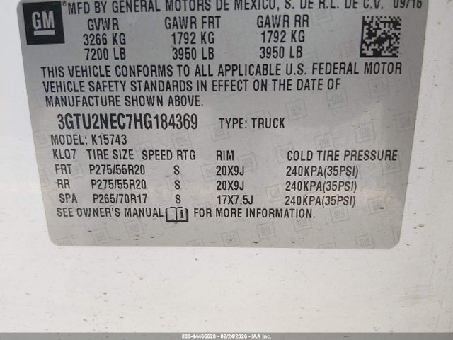 3GTU2NEC7HG184369 GMC Sierra 1500 Slt