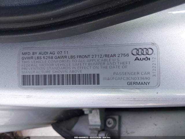 2012 AUDI A6 WAUFGAFC3CN033690 Photo 8