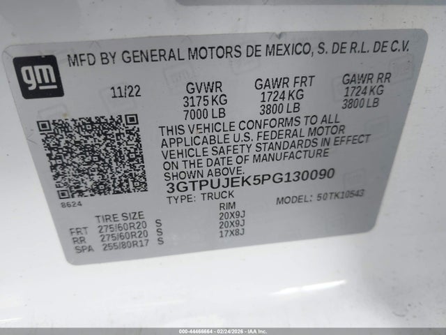 Продажа на аукционе авто 2023 Gmc Sierra 1500, vin: 3GTPUJEK5PG130090, номер лота: 44466664