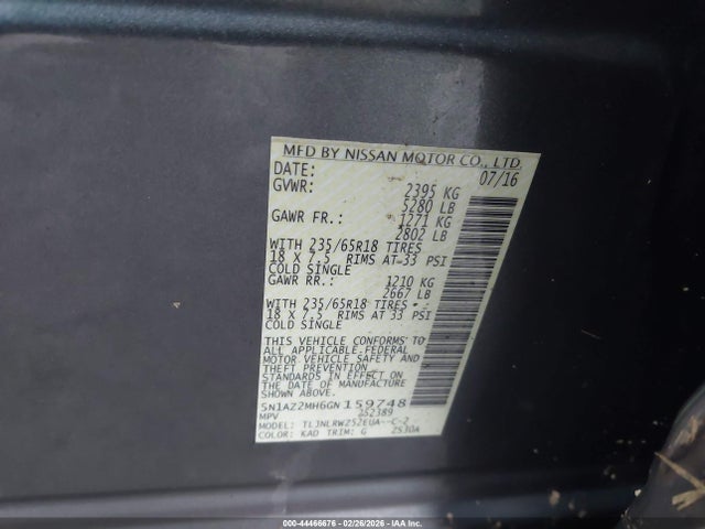 5N1AZ2MH6GN159748 Nissan MURANO SL