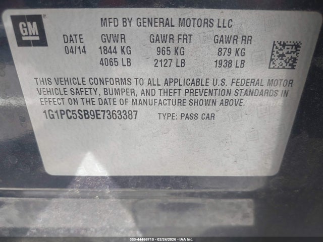 Chevrolet Cruze 1lt Auto 2014 1G1PC5SB9E7363387 Image 9