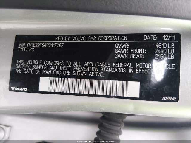 2012 VOLVO S60 YV1622FS4C2117267 Photo 8