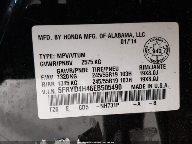 Продаж на аукціоні авто 2014 Acura Mdx Technology Package, vin: 5FRYD4H46EB505490, номер лоту: 44466755